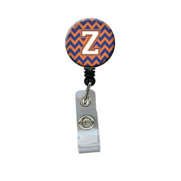 Carolines Treasures Letter Z Chevron Blue and Orange No.3 Retractable Badge Reel CJ1060-ZBR